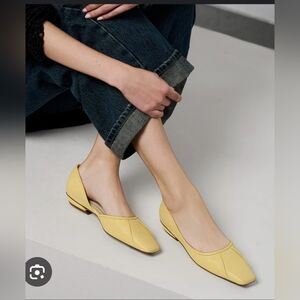 Sarto By Franco Sarto 'Debrah' Butter Yellow Leather Square Toe Flats Shoes Sz 9